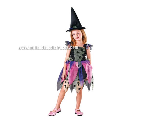 Disfraz de Bruja Buena talla de 7 a 9 años. Incluye vestido y sombrero.