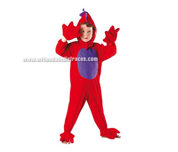 Disfraz de Dragón Rojo talla de 3 a 4 años. Incluye mono y guantes.