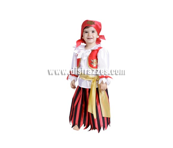 Disfraz de Pirata niña bebé para Carnaval. Talla de 18 meses. Alta calidad. Hecho en España. Incluye pañuelo, camisa, chaleco, cinturón y falda. Éste disfraz de Carnaval es ideal para divertirse en las Fiestas de Carnavales tan divertidas y estrambóticas como siempre y que cada vez se celebran en más Pueblos, Villas  y Ciudades, tanto en la calle como en Pubs, Discotecas, Casas particulares,  Restaurantes o Colegios y disfrazándote con un traje de Carnaval ayudarás a crear ese ambiente Carnavalesco, tan divertido, multicolor y variopinto  que a todos nos fascina y nos divierte.
¡¡Compra tu disfraz para Carnaval en nuestra tienda de disfraces, será divertido!!
