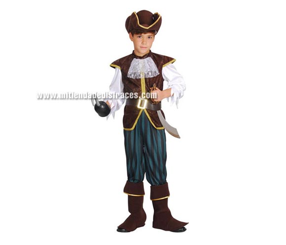 Disfraz de Pirata niño talla de 7 a 9 años. Incluye sombrero, camisa, pantalón y cubrebotas.