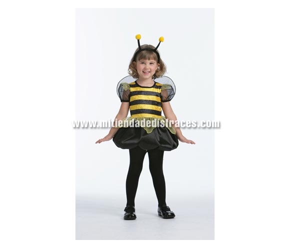 Disfraz de Abeja infantil. Talla de 3 a 4 años. Incluye vestido con alas y diadema. Disfraz e Abeja o Avispa para niña.