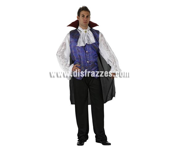 Disfraz de Vampiro o Drácula lujo adulto para Halloween. Talla standar M-L =  52/54. Éste disfraz de Halloween es ideal para celebrar la Fiesta de la Noche de las Brujas en Pubs, Discotecas, Casas particulares,  Restaurantes o Colegios y ayudar a crear un ambiente terrorífico y tenebroso indispensable para la Noche de Halloween la cual se celebra la víspera de Todos los Santos.
¡¡Compra tu disfraz para Halloween en nuestra tienda de disfraces, será divertido!!
