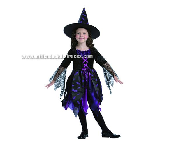 Disfraz de Bruja Murciélago talla de 7 a 9 Años. Incluye sombrero y vestido.