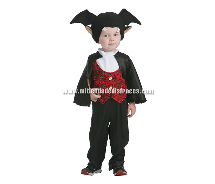 Disfraz de Vampiro económico talla de 3 a 4 años. Incluye gorro, camisa, pantalón, chaleco y capa.