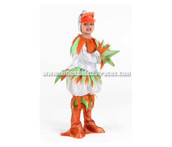 Disfraz de Pato Blanco infantil. Talla de 7 a 9 años. Incluye capucha, camisa, pantalón con cola y cubrepiernas. Disfraz de Patito Blanco para niño.