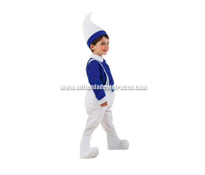 Disfraz de Duendecillo infantil Deluxe. Disfraz de Pitufo. Hecho en España. Disponible en varias tallas. Incluye camisa, gorro, pantalón con cinturón y cubrebotas. Disfraz de Duende de niño para Navidad.
