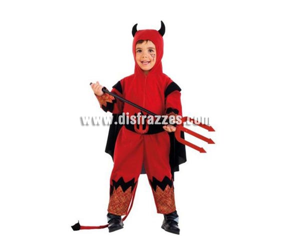 Disfraz de Diablo o Diablillo infantil Deluxe. Hecho en España. Disponible en varias tallas. Incluye traje completo. Tridente NO incluido, podrás verlo en la sección de Complementos.