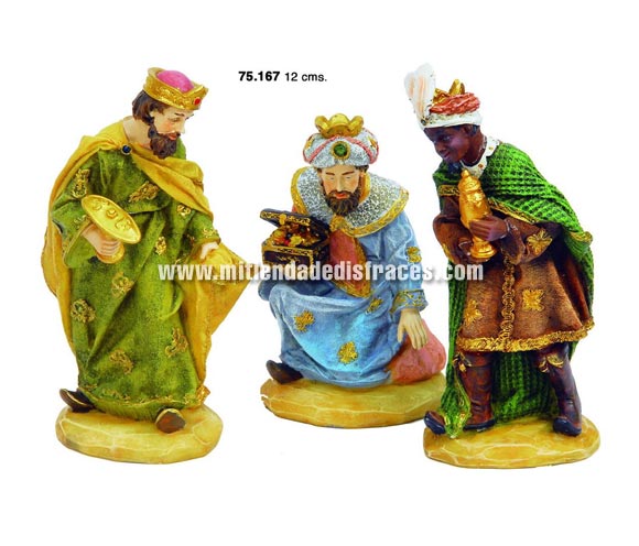 Conjunto de 3 Reyes Magos de 12 cms. figuras de resina.