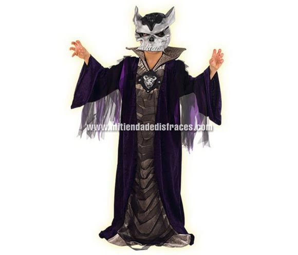 Disfraz de Señor de las Tinieblas infantil Deluxe. Hecho en España. Disponible en varias tallas. Incluye túnica, collar y máscara.