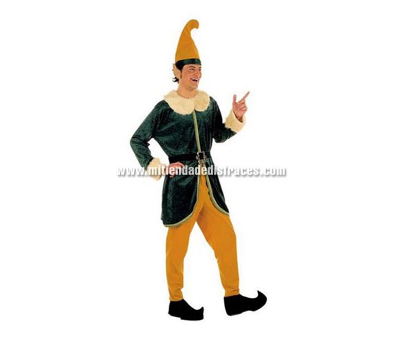 Disfraz de Elfo adulto Deluxe. Alta calidad. Hecho en España. Disponible en varias tallas. Incluye pantalón, gorro, cubrebotas y casaca con cinturón. Disfraz de Duende para Navidad.