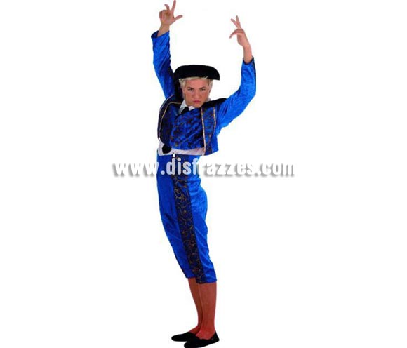 Disfraz de Torero azul adulto Deluxe. Alta calidad. Hecho en España. Disponible en varias tallas. Incluye pantalón, chaqueta con camisa y chaleco. Montera No incluida, podrás verla en la sección Complementos.