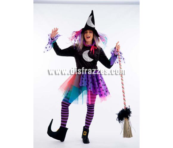 Disfraz de Bruja Luna adulta deluxe para Halloween. Alta calidad. Hecho en España. Disponible en varias tallas. Incluye falda, vestido, cubrebotas y sombrero. Escoba NO incluida, podrás verla en la sección Complementos. Éste disfraz de Halloween es ideal para celebrar la Fiesta de la Noche de las Brujas en Pubs, Discotecas, Casas particulares,  Restaurantes o Colegios y ayudar a crear un ambiente terrorífico y tenebroso indispensable para la Noche de Halloween la cual se celebra la víspera de Todos los Santos.
¡¡Compra tu disfraz para Halloween en nuestra tienda de disfraces, será divertido!!
