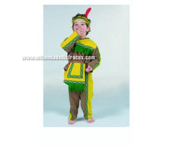 Disfraz de Indio infantil. Alta calidad. Hecho en España. Disponible en varias tallas. Incluye casaca, pantalón con mandil y cinta cabeza.