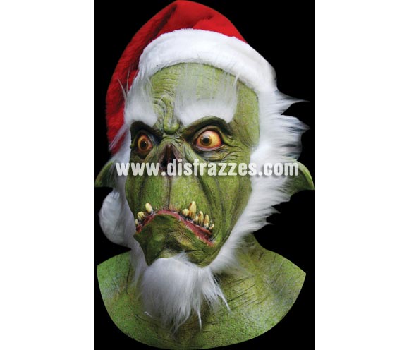 Máscara de Green Santa para Halloween. Máscara de Monstruo Navideño verde. Alta calidad. Fabricada en látex artesanalmente por una empresa que realiza efectos especiales para Hollywood. Máscara o Careta de Halloween ideal para ir de Fiesta la Noche de las Brujas a Pubs, Discotecas, Casas particulares o Restaurantes y ayudar a crear un ambiente terrorífico y tenebroso en la Fiesta de Halloween. ¡¡Compra tu careta o tu máscara para Halloween en nuestra tienda de disfraces, será divertido!!