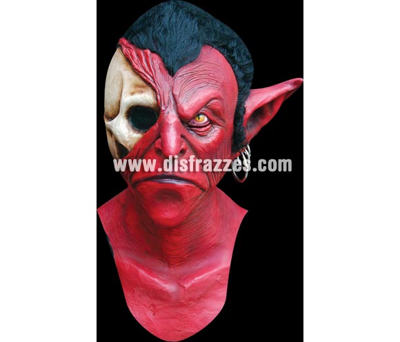 Máscara de Rhupius para Halloween. Máscara de Diablo medio Calavera. Alta calidad. Fabricada en látex artesanalmente por una empresa que realiza efectos especiales para Hollywood. Máscara o Careta de Halloween ideal para ir de Fiesta la Noche de las Brujas a Pubs, Discotecas, Casas particulares o Restaurantes y ayudar a crear un ambiente terrorífico y tenebroso en la Fiesta de Halloween. ¡¡Compra tu careta o tu máscara para Halloween en nuestra tienda de disfraces, será divertido!!
