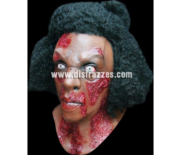 Máscara de Latrell para Halloween. Máscara de Zombie de pelo Afro. Alta calidad. Fabricada en látex artesanalmente por una empresa que realiza efectos especiales para Hollywood. Máscara o Careta de Halloween ideal para ir de Fiesta la Noche de las Brujas a Pubs, Discotecas, Casas particulares o Restaurantes y ayudar a crear un ambiente terrorífico y tenebroso en la Fiesta de Halloween. ¡¡Compra tu careta o tu máscara para Halloween en nuestra tienda de disfraces, será divertido!!