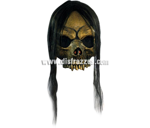 Máscara Open Gold Skull para Halloween. Alta calidad. Fabricada en látex artesanalmente por una empresa que realiza efectos especiales para Hollywood. Máscara o Careta de Halloween ideal para ir de Fiesta la Noche de las Brujas a Pubs, Discotecas, Casas particulares o Restaurantes y ayudar a crear un ambiente terrorífico y tenebroso en la Fiesta de Halloween. ¡¡Compra tu careta o tu máscara para Halloween en nuestra tienda de disfraces, será divertido!!