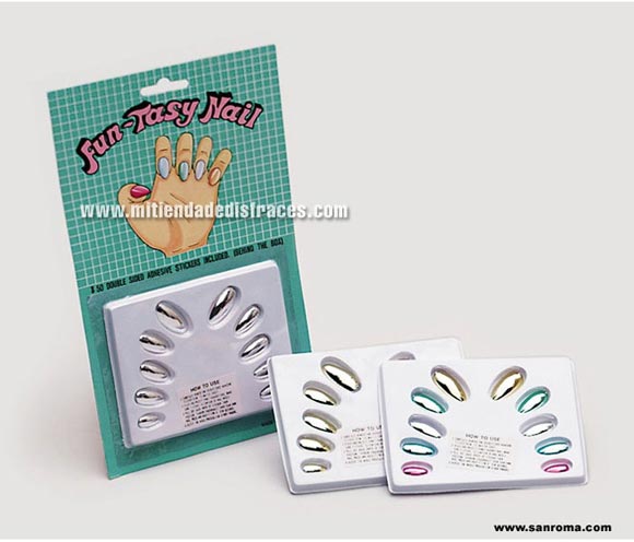 Uñas metalizadas adhesivas plata.
