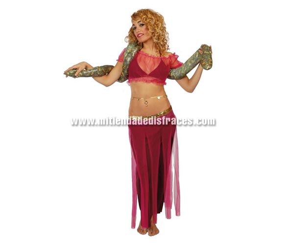 Disfraz de Encantadora de Serpientes adulta. Talla única 38/42. Incluye Top, sujetador, falda y serpiente. Disfraz de Bailarina del vientre para mujer.