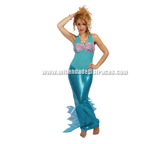 Disfraz de Sirena adulta. Talla única 38/42. Incluye el vestido. Disfraz de Ariel, la Princesa de los Mares para mujer.