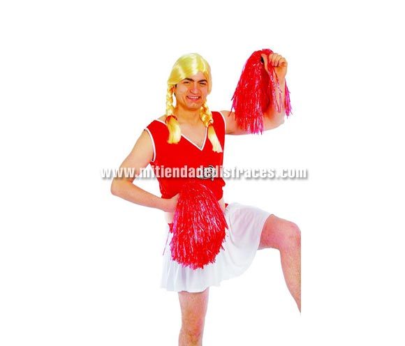 Disfraz de Animadora adulto. Talla única 50/54. Incluye camiseta y falda. Pompones y peluca NO incluidos, podrás ver éstos artículos en la sección Complementos.