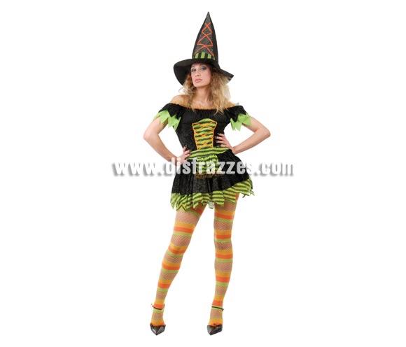 Disfraz de Bruja Sexy para Halloween adulta. Talla única 38/40. Incluye el sombrero y el vestido.