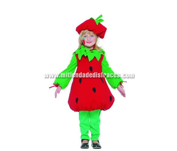 Disfraz de Fresita infantil. Talla de 4 a 6 años. Incluye gorro y vestido.