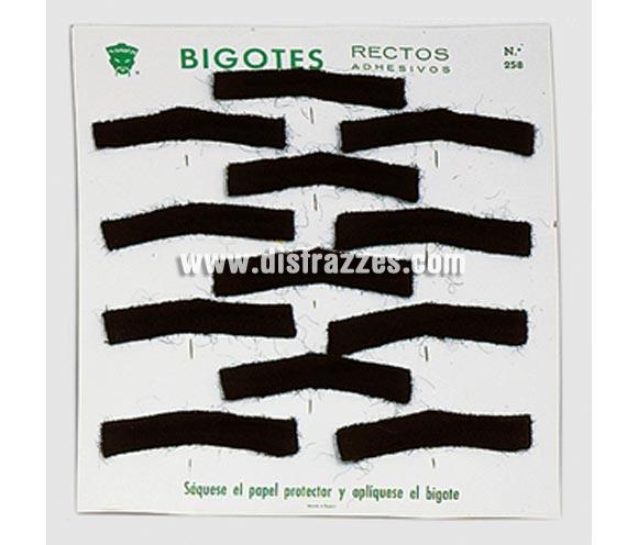 Bigote recto adhesivo de color negro. Precio por unidad, se venden por separado.