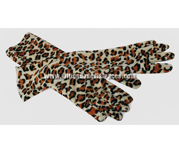 Guantes largos leopardo de 40 cms. Ideal como complemento de tu disfraz para Carnaval para ir de Fiesta a Pub's, Discotecas, Casas particulares, Restaurantes o Colegios y ayudar a crear un ambiente Carnavalesco y Festivo propio de la Fiesta de Carnavales.