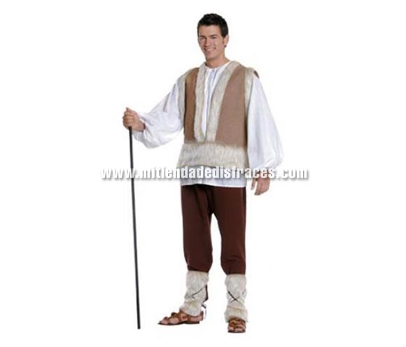 Disfraz de Pastor Adulto. Disponible en varias tallas. Incluye camisa, pantalón, chaleco y polainas. Vara NO incluida.
