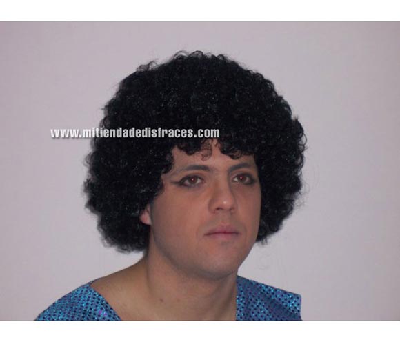 Peluca Rizada negra. Muy buena calidad. Fabricada en España. Talla universal. Ideal para el disfraz de Michael Jackson o de Payaso.
