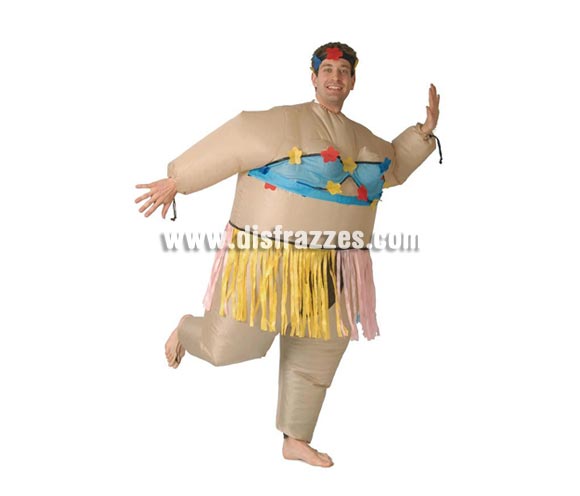 Disfraz de Hawaiana hinchable adulto. Talla Universal. Incluye disfraz con aparato para hincharlo y cinta de la cabeza. Disfraz Himchable de Hawaiana para adultos, un disfraz muy cachondo y original para Despedidas y para Fiestas de Verano.