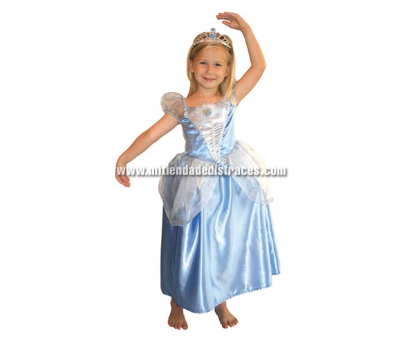 Disfraz de la Cenicienta. Talla de 3 a 4 años. Incluye corona y vestido. Disfraz con licencia Disney ideal para regalar en Papa Noel y Reyes Magos.