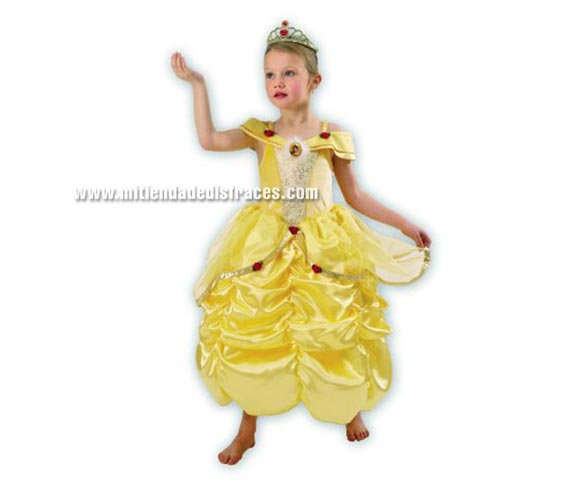 Disfraz de la Bella. Talla de 9 a 10 años. Incluye corona y vestido. Disfraz con licencia Disney ideal para regalar en Papa Noel y Reyes Magos.