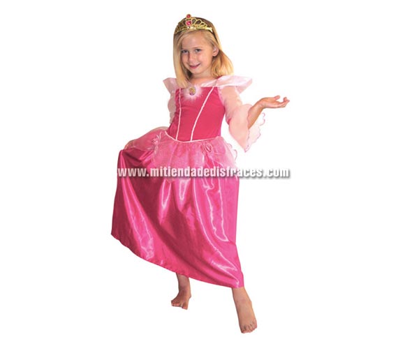 Disfraz de la Bella Durmiente infantil.  Talla de 7 a 8 años. Incluye corona y vestido. Disfraz con licencia Disney. Ideal para regalar en Papa Noel y Reyes Magos. 
