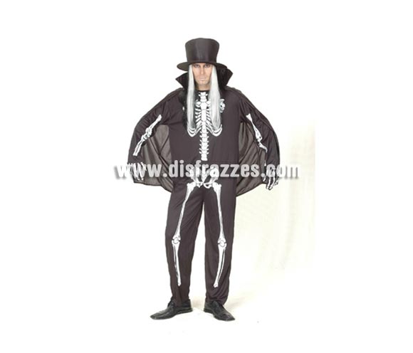 Disfraz de Skeletón adulto para Halloween. Talla única 52/54. Disfraz barato para Halloween que incluye sombrero con pelo, mono y capa. Disfraz de Esqueleto para hombre. Éste disfraz de Halloween es ideal para celebrar la Fiesta de la Noche de las Brujas cada vez más arraigada en nuestro País en Pub's, Discotecas, Casas particulares,  Restaurantes o Colegios y ayudar a crear un ambiente terrorífico y tenebroso indispensable para la Noche de Halloween la cual se celebra la víspera de Todos los Santos.
¡¡Compra tu disfraz para Halloween en nuestra tienda de disfraces, será divertido!!

¡¡¡PRÓXIMA RECEPCIÓN DE ÉSTE ARTÍCULO A PARTIR DE SEPTIEMBRE DE 2010!!!
