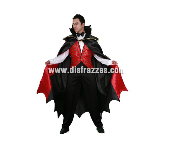 Disfraz de Vampiro adulto para Halloween. Talla única 52/54. Disfraz de Drácula de Halloween que incluye chaleco, pantalón, pajarita y capa. Éste disfraz de Halloween es ideal para celebrar la Fiesta de la Noche de las Brujas cada vez más arraigada en nuestro País en Pub's, Discotecas, Casas particulares,  Restaurantes o Colegios y ayudar a crear un ambiente terrorífico y tenebroso indispensable para la Noche de Halloween la cual se celebra la víspera de Todos los Santos.
¡¡Compra tu disfraz para Halloween en nuestra tienda de disfraces, será divertido!!

¡¡¡PRÓXIMA RECEPCIÓN DE ÉSTE ARTÍCULO A PARTIR DE SEPTIEMBRE DE 2010!!!
