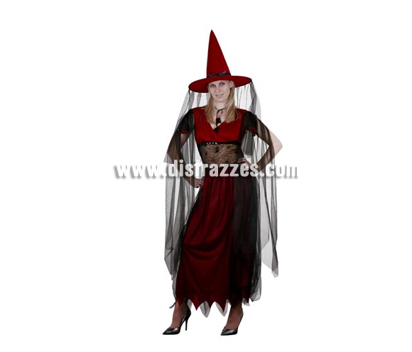 Disfraz de Bruja Granate adulta para Halloween barato. Talla estándar M-L = 38/42. Incluye sombrero, vestido y gargantilla. Éste disfraz de Halloween es ideal para celebrar la Fiesta de la Noche de las Brujas cada vez más arraigada en nuestro País en Pub's, Discotecas, Casas particulares,  Restaurantes o Colegios y ayudar a crear un ambiente terrorífico y tenebroso indispensable para la Noche de Halloween la cual se celebra la víspera de Todos los Santos.
¡¡Compra tu disfraz para Halloween en nuestra tienda de disfraces, será divertido!!