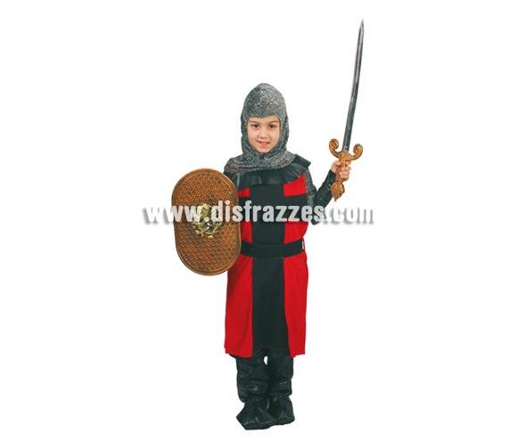 Disfraz barato de Caballero Medieval Infantil talla de 10 a 12 años. Incluye capucha, traje, cinturón y polainas. Escudo y espada NO incluidos.