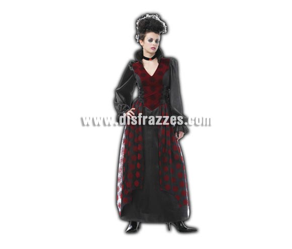 Disfraz de Vampiresa adulta para Halloween. Talla Standar M-L = 38/42. Disfraz barato para Halloween que incluye vestido y gargantilla. Éste disfraz de Halloween es ideal para celebrar la Fiesta de la Noche de las Brujas cada vez más arraigada en nuestro País en Pub's, Discotecas, Casas particulares,  Restaurantes o Colegios y ayudar a crear un ambiente terrorífico y tenebroso indispensable para la Noche de Halloween la cual se celebra la víspera de Todos los Santos.
¡¡Compra tu disfraz para Halloween en nuestra tienda de disfraces, será divertido!!
