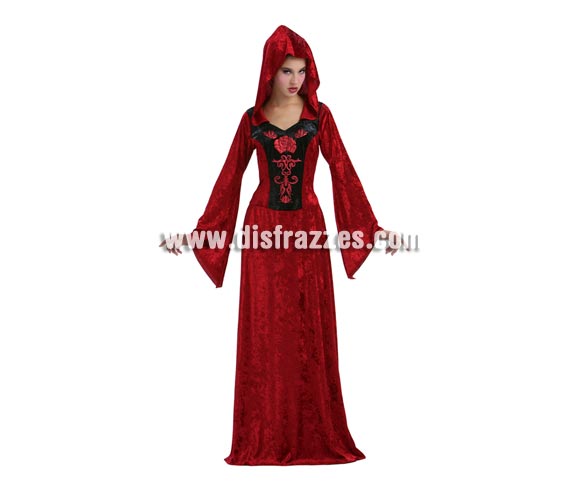 Disfraz de Vampiresa Gótica adulta para Halloween. Talla única 38/42. Disfraz barato de Halloween que incluye vestido con capucha. Éste disfraz de Halloween es ideal para celebrar la Fiesta de la Noche de las Brujas cada vez más arraigada en nuestro País en Pub's, Discotecas, Casas particulares,  Restaurantes o Colegios y ayudar a crear un ambiente terrorífico y tenebroso indispensable para la Noche de Halloween la cual se celebra la víspera de Todos los Santos.
¡¡Compra tu disfraz para Halloween en nuestra tienda de disfraces, será divertido!!