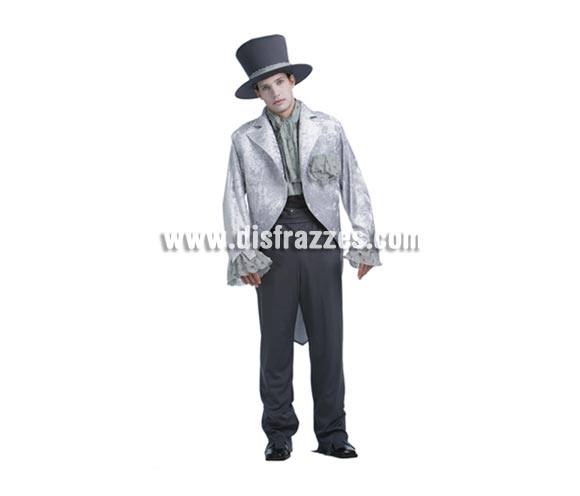 Disfraz de Novio Cadáver adulto de Halloween. Talla única 52/54. Disfraz de Halloween que hace pareja con el de Novia Cadáver que incluye sombrero, chaleco, pantalones y chaqueta. Éste disfraz de Halloween es ideal para celebrar la Fiesta de la Noche de las Brujas cada vez más arraigada en nuestro País en Pub's, Discotecas, Casas particulares,  Restaurantes o Colegios y ayudar a crear un ambiente terrorífico y tenebroso indispensable para la Noche de Halloween la cual se celebra la víspera de Todos los Santos.
¡¡Compra tu disfraz para Halloween en nuestra tienda de disfraces, será divertido!!
