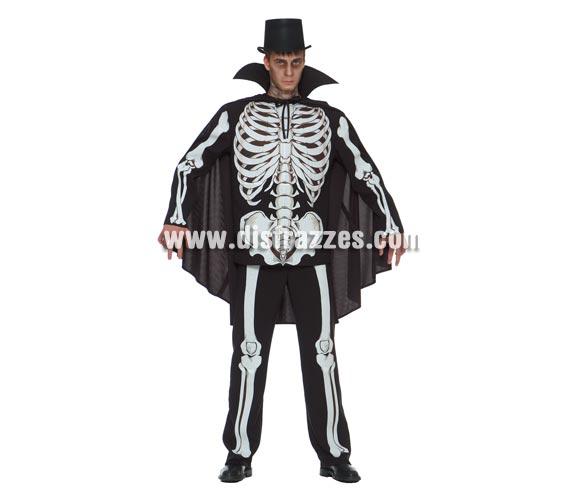 Disfraz de Esqueleto para Halloween de hombre. Talla única 52/54. Incluye vestido y capa. Sombrero o Chistera NO incluido, podrás verlo en la sección de Complementos. Éste disfraz de Halloween es ideal para celebrar la Fiesta de la Noche de las Brujas cada vez más arraigada en nuestro País en Pub's, Discotecas, Casas particulares,  Restaurantes o Colegios y ayudar a crear un ambiente terrorífico y tenebroso indispensable para la Noche de Halloween la cual se celebra la víspera de Todos los Santos.
¡¡Cómpranos tu disfraz para Halloween, será divertido!!

¡¡¡PRÓXIMA RECEPCIÓN DE ÉSTE ARTÍCULO A PARTIR DE SEPTIEMBRE DE 2010!!!

