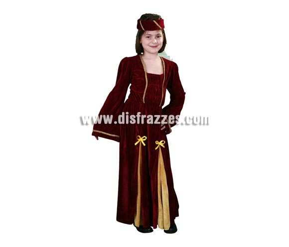 Disfraz barato de Lady Medieval para Carnaval. Talla de 10 a 12 años. Incluye tocado y vestido. Éste disfraz de Medieval es ideal para celebrar las Fiestas o Ferias Medievales cada vez más arraigadas en nuestro País que se celebran tanto en Pueblos en la calle, como en Pubs, Discotecas, Casas particulares,  Restaurantes o Colegios y disfrazándote con un traje Medieval ayudarás a crear ese ambiente de la Edad Media, el Renacimiento o la Época Medieval, tan atractivo como aventurero y que a todos nos fascina.
¡¡Compra tu disfraz para Ferias Medievales en nuestra tienda de disfraces, será divertido!!
