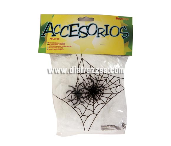 Telaraña con 2 Arañas de 70 gr. para Halloween. Artículo muy apropiado para decoración de Halloween en Discotecas, Pub's, Restaurantes, Colegios y Casas particulares y así crear un ambiente terrorífico y tenebroso típico de la Fiesta de Halloween cada vez más seguida por todos. ¡¡Compra la decoración para Halloween en nuestra tienda de disfraces, será divertido!!