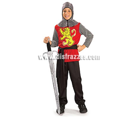 Disfraz de Ricardo Corazón de León infantil. Talla de 8 a 10 años. Incluye túnica con cinturón y capucha de malla. Éste disfraz de Rey Medieval infantil es ideal para celebrar las Fiestas o Ferias Medievales cada vez más arraigadas en nuestro País que se celebran tanto en Pueblos en la calle, como en Pub's, Discotecas, Casas particulares,  Restaurantes o Colegios y disfrazándote con un traje Medieval ayudarás a crear ese ambiente de la Edad Media, el Renacimiento o la Época Medieval, tan atractivo como aventurero y que a todos nos fascina.
¡¡Cómpranos tu disfraz para Ferias Medievales, será divertido!!
