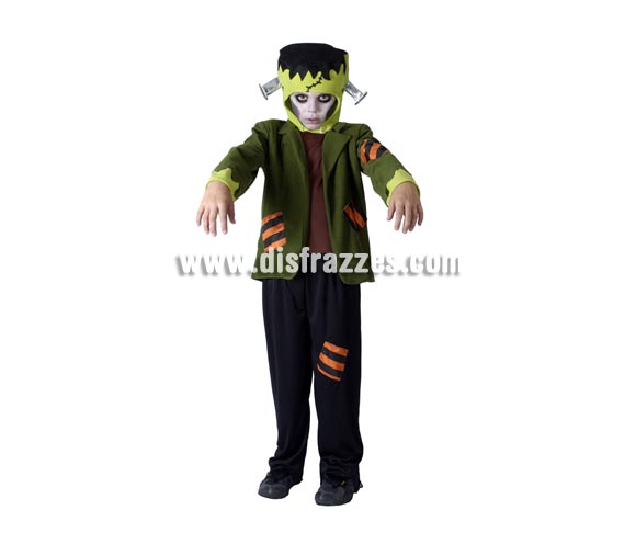Disfraz de Monstruo Frankestein barato para Halloween. Talla de 10 a 12 años. Incluye gorro, chaqueta y pantalón. Éste disfraz de Halloween es ideal para celebrar la Fiesta de la Noche de las Brujas cada vez más arraigada en nuestro País en Pub's, Discotecas, Casas particulares,  Restaurantes o Colegios y ayudar a crear un ambiente terrorífico y tenebroso indispensable para la Noche de Halloween la cual se celebra la víspera de Todos los Santos.
¡¡Compra tu disfraz para Halloween en nuestra tienda de disfraces, será divertido!!
