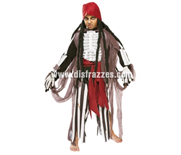 Disfraz de Pirata del Barco Fantasma infantil para Halloween. Talla de 5 a 7 años. Incluye camiseta, guantes con huesos en 3D de EVA, pañuelo para la cabeza con peluca, pantalón, cinturón y tiras de napa. Éste disfraz de Halloween es ideal para celebrar la Fiesta de la Noche de las Brujas en Pubs, Discotecas, Casas particulares,  Restaurantes o Colegios y ayudar a crear un ambiente terrorífico y tenebroso indispensable para la Noche de Halloween la cual se celebra la víspera de Todos los Santos.
¡¡Compra tu disfraz para Halloween en nuestra tienda de disfraces, será divertido!!
