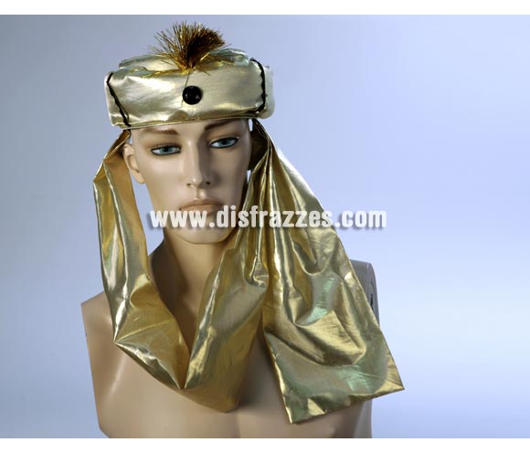 Turbante Real de color dorado. Ideal para Reyes Magos o Pajes Reales.