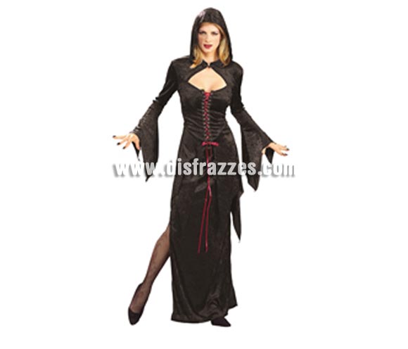 Disfraz de Vampira de medianoche adulta para Halloween. Talla estándar. Incluye vestido con capucha, corpiño de cordones y falda. Éste disfraz de Halloween es ideal para celebrar la Fiesta de la Noche de las Brujas en Pubs, Discotecas, Casas particulares,  Restaurantes o Colegios y ayudar a crear un ambiente terrorífico y tenebroso indispensable para la Noche de Halloween la cual se celebra la víspera de Todos los Santos.
¡¡Compra tu disfraz para Halloween en nuestra tienda de disfraces, será divertido!!
